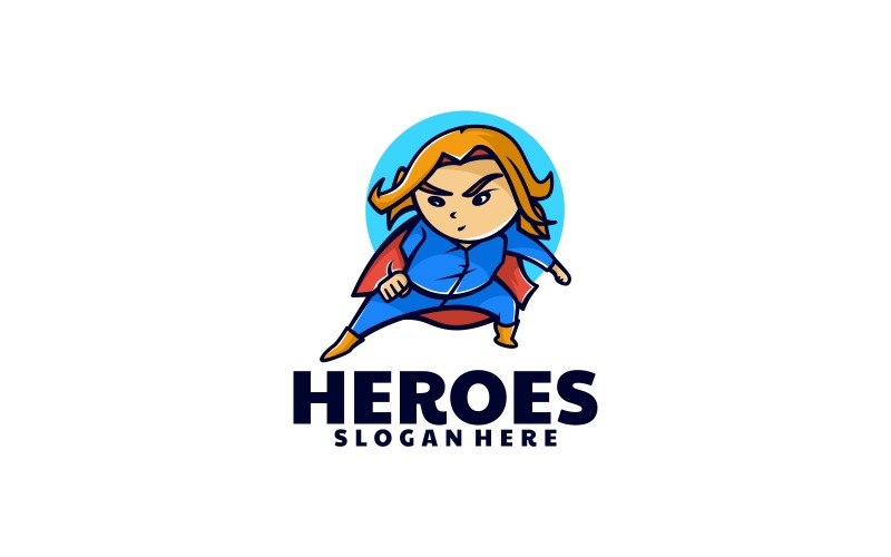 Hjältar tecknad logotyp stil