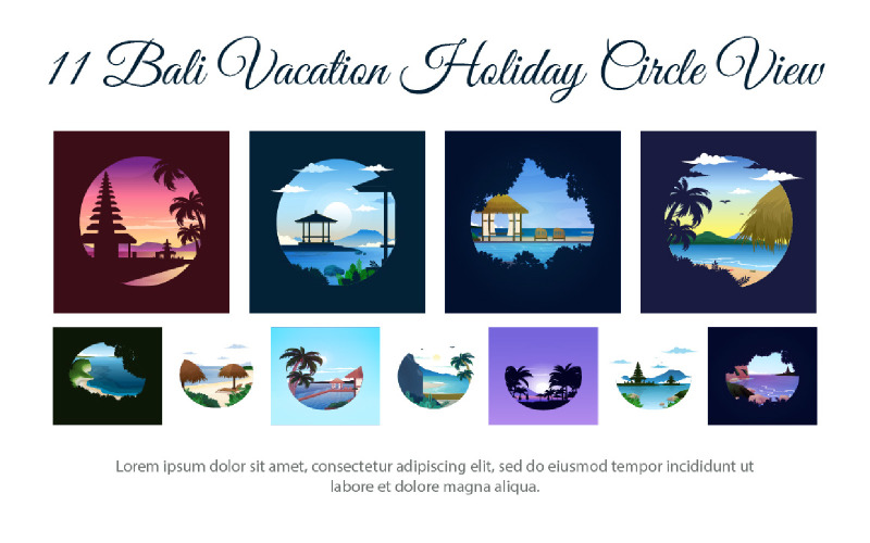 11 Illustration de vue de cercle de vacances de vacances de Bali