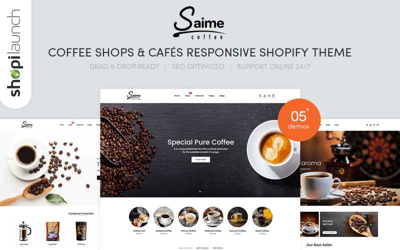 Saime - Responsywny motyw Shopify w kawiarniach i kafejkach