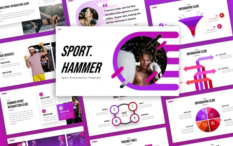 Hammer - Sport Multifunctionele Sjablonen PowerPoint presentatie