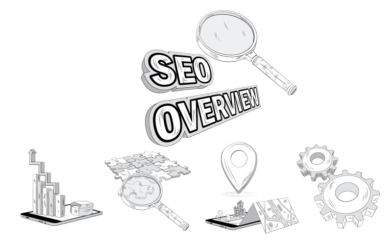 5 elemento de ilustración simple SEO
