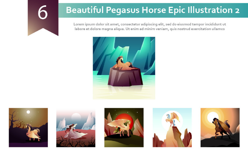 6 Krásný epický kůň Pegasus Ilustrace 2
