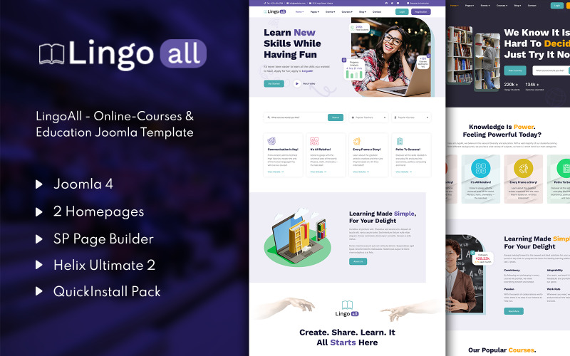 LingoAll – Online tanfolyamok és oktatás Joomla 4 sablon