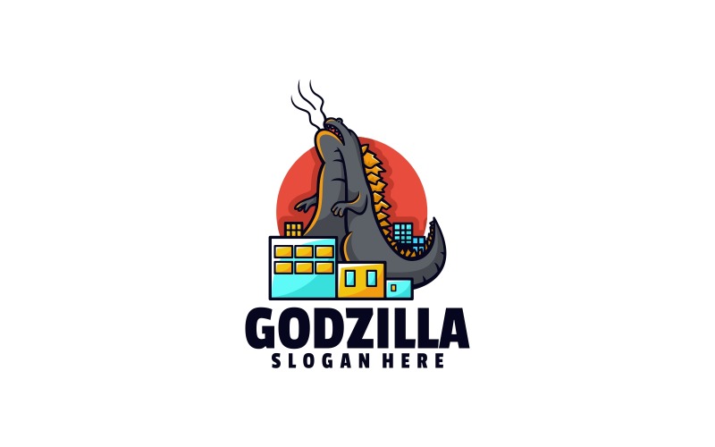 Style de logo de mascotte simple Godzilla