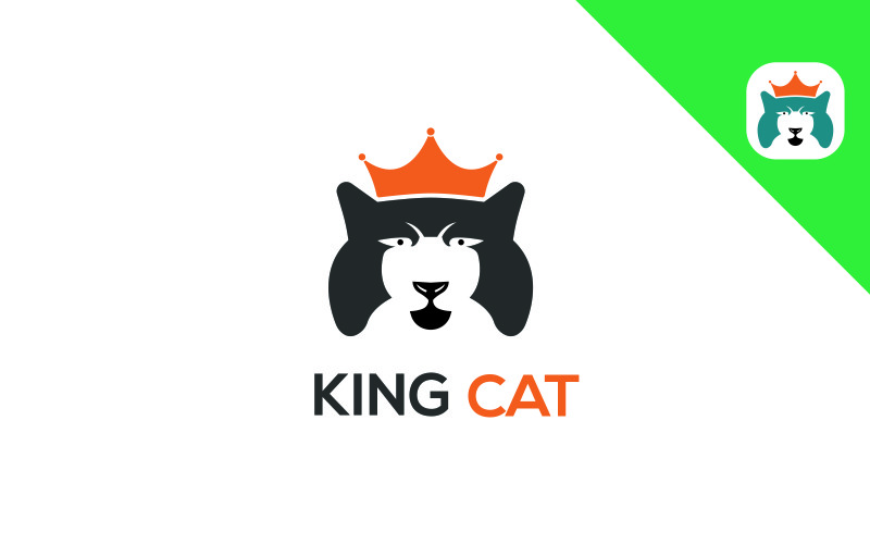 Logo Roi Chat | King cat Concept de logo iconique attrayant et minimaliste.