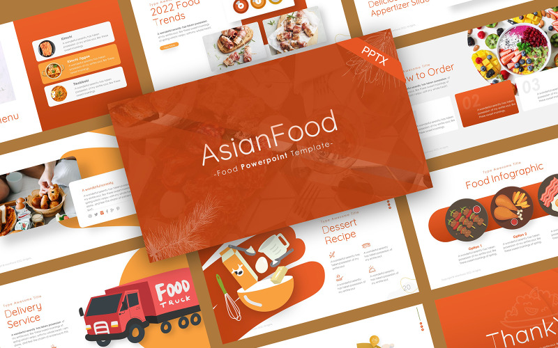 Modello PowerPoint culinario di cibo asiatico