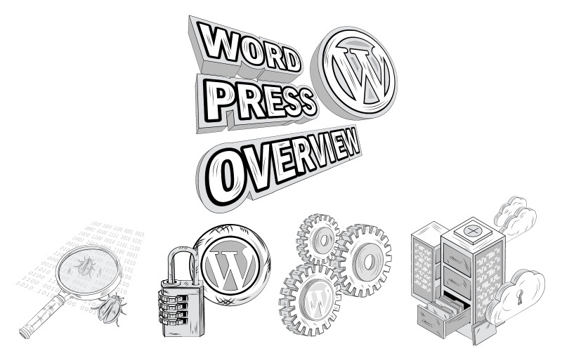 Cinque illustrazioni Word Press