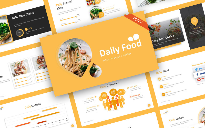 Kulinarische PowerPoint-Vorlage für das tägliche Essen