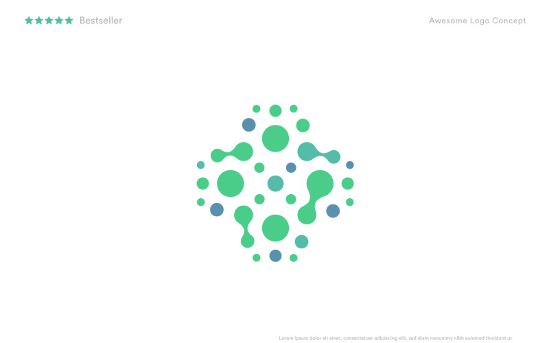 Modello di logo croce medica bolle astratte per centro di vaccinazione