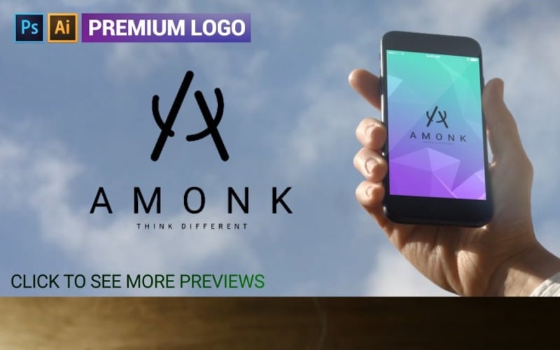 Amonk Logo A Письмо Премиум Логотип Шаблон