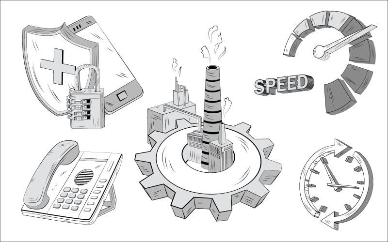 Cinq paramètres d'élément d'illustration