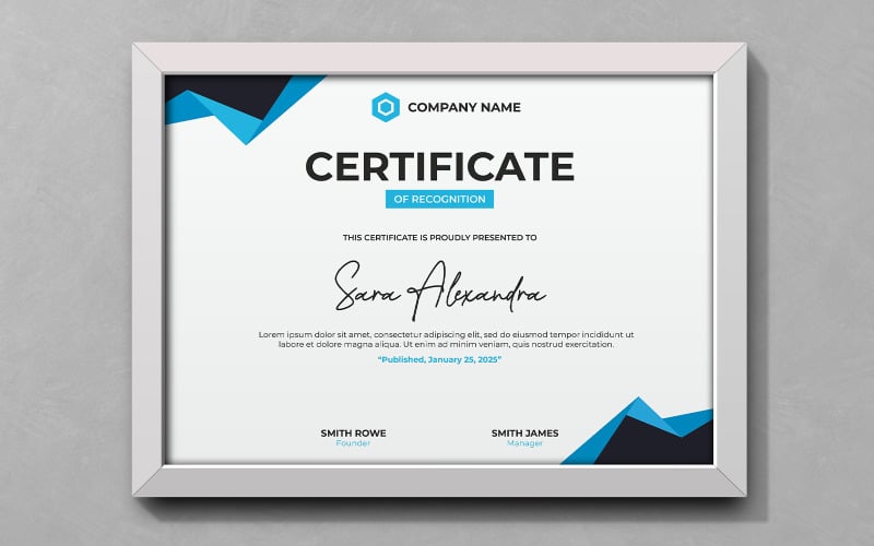 Clean Blue Minimalist Certificate Templates - TemplateMonster