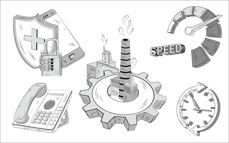 Configuración de cinco elementos de ilustración