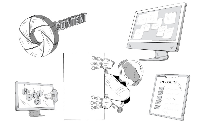 Contenido del elemento de cinco ilustraciones