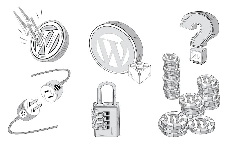 Hat illusztrációs Wordpress