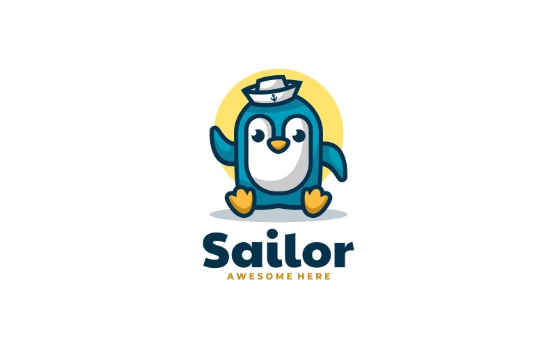 Logo de dessin animé de pingouin marin