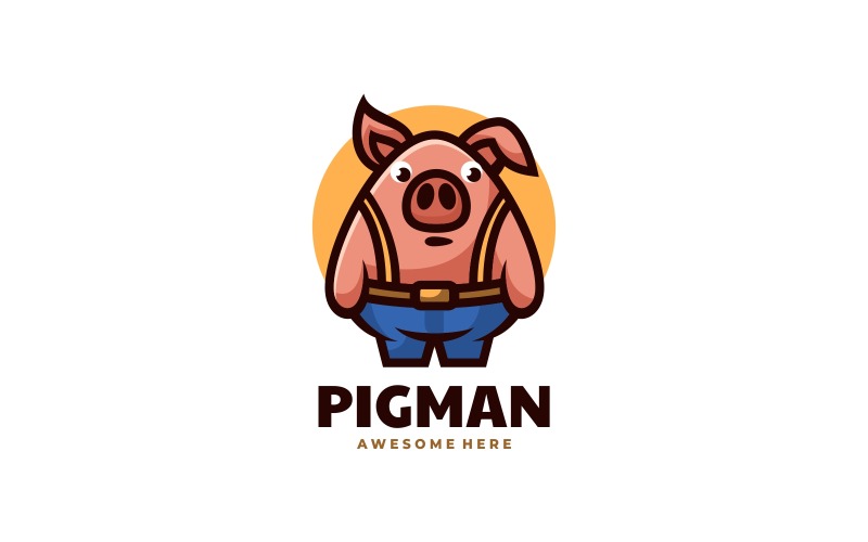 Logotipo de desenho animado de mascote homem porco