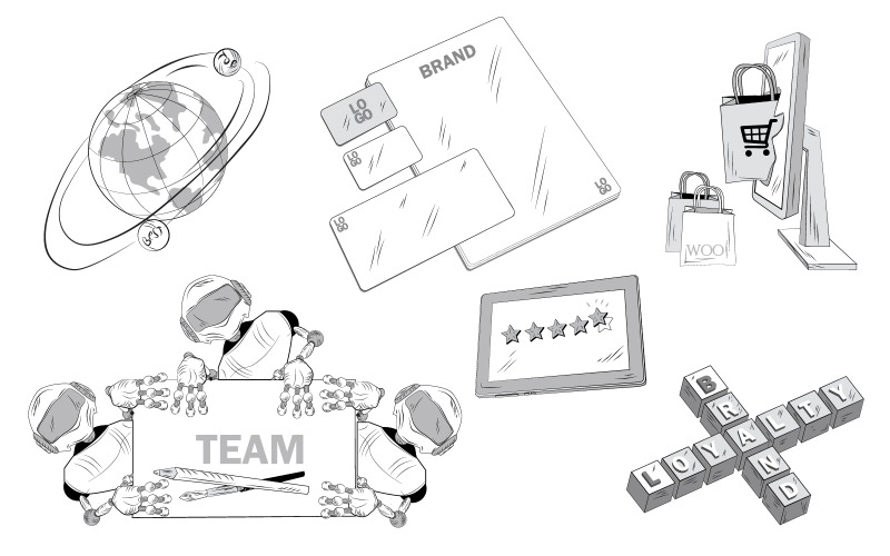 Šest Ilustrační Položka Branding