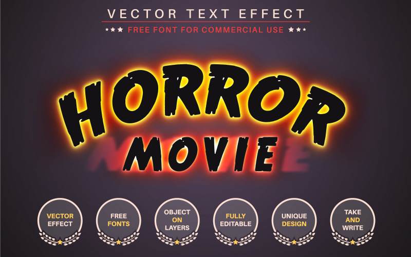Glow Horror - redigerbar texteffekt, teckensnittsstil, grafisk illustration