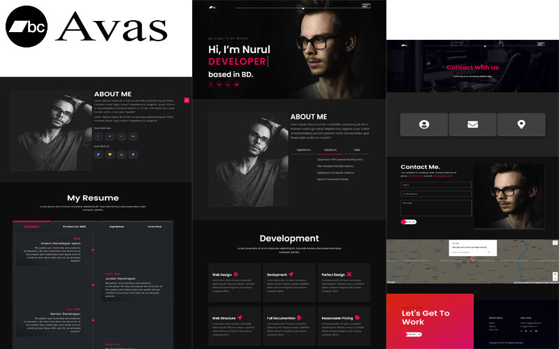 Avas 个人投资组合 HTML 模板