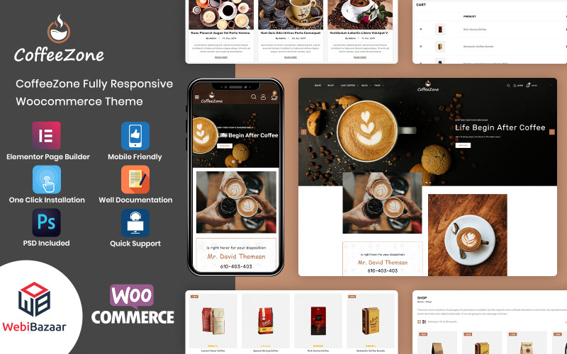 CoffeeZone - кафе и кофе WooCommerce тема