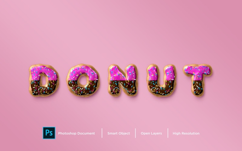 Entwurfsvorlage für Donut-Texteffekt-Ebenenstil