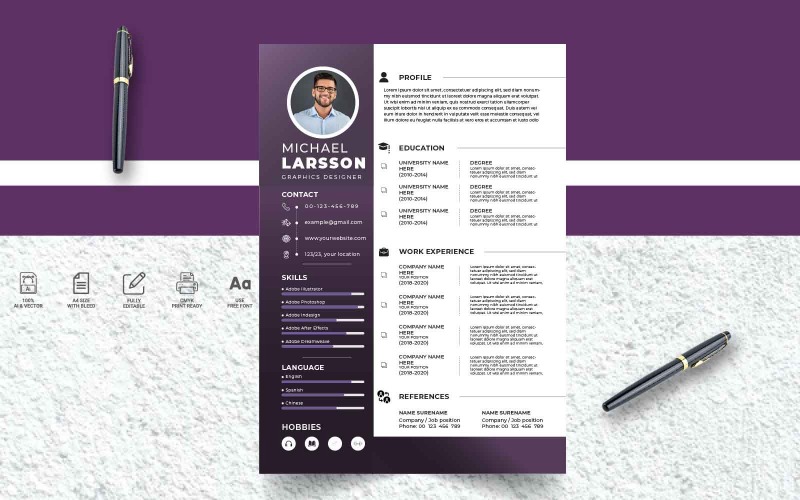 Conception de modèle de CV / CV Michael Larsson