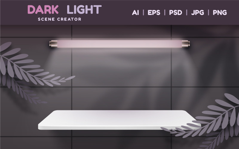Estante blanco en luz fluorescente - Generador de escena, Mockup de gráficos