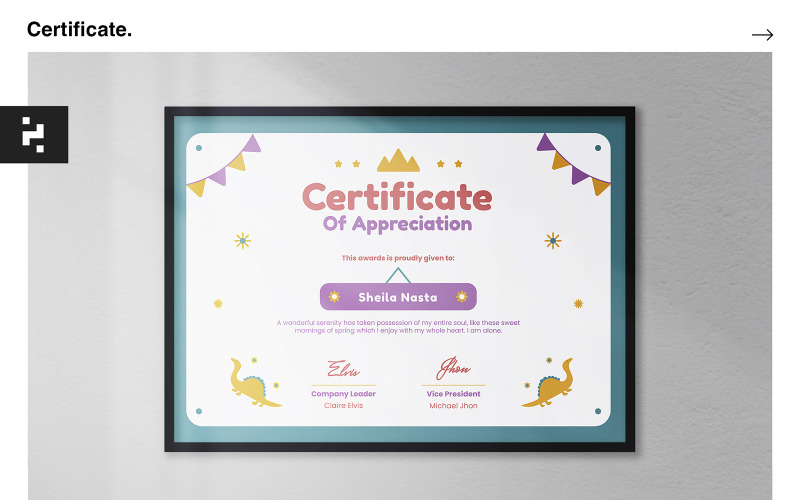 Modello di certificato per bambini divertenti