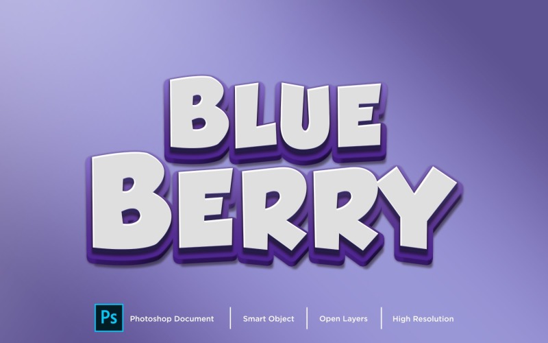 Modelo de Design de Estilo de Camada de Efeito de Texto Blue Berry