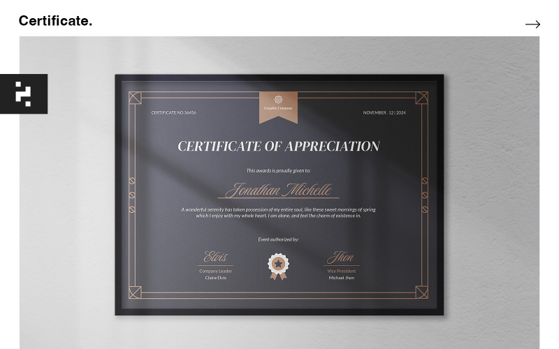Plantilla de certificado comercial marrón