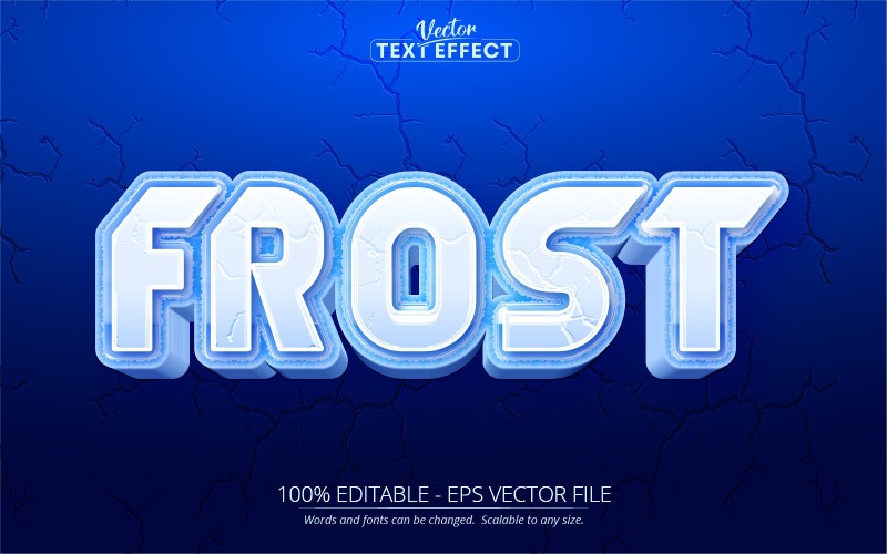 Frost - edytowalny efekt tekstowy, styl tekstu kreskówek lodu, ilustracja graficzna