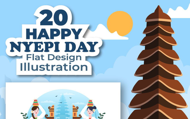 20 Happy Nyepi Day eller Balis tystnad Illustration