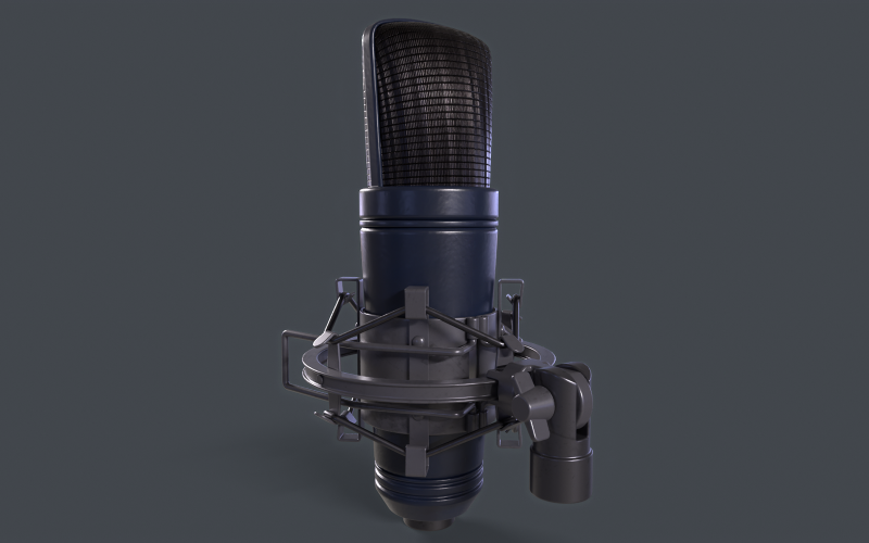 Studiomikrofon Lågpoly 3D-modell