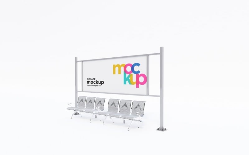 Bus Shelter Advertising Signage Mockup