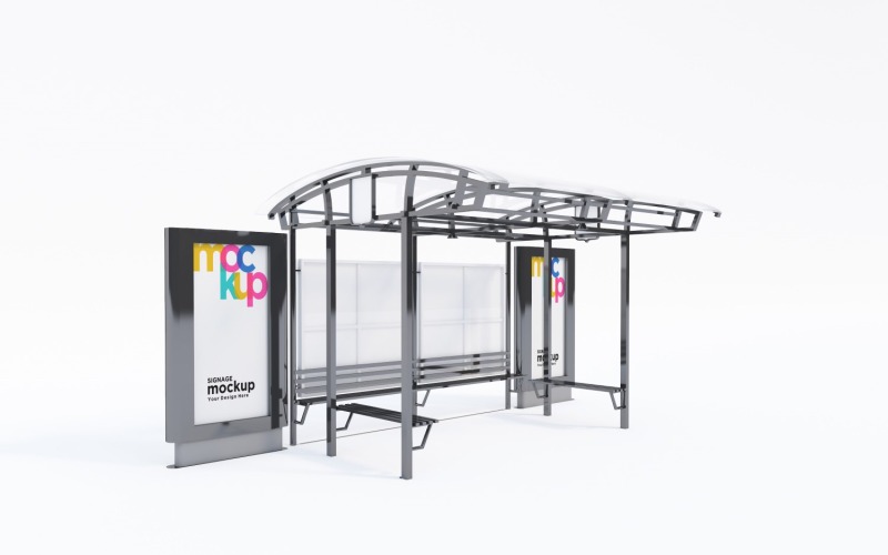 Arrêt de bus de la ville avec modèle de maquette à 2 panneaux