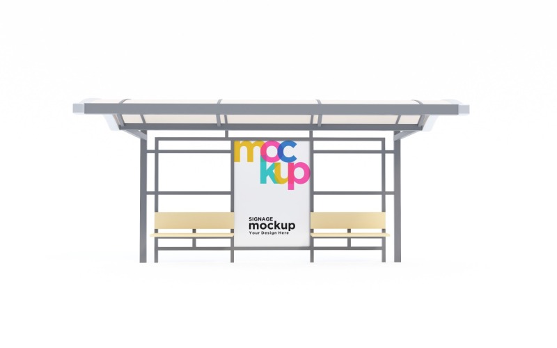 City Bus Stop sign advertisement Mockup Template