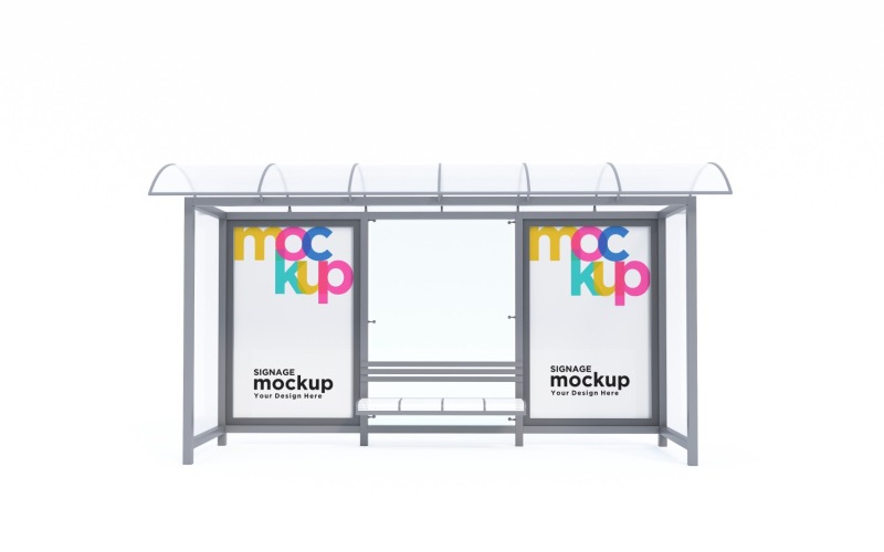 Fermata dell'autobus con due modelli di mockup pubblicitari