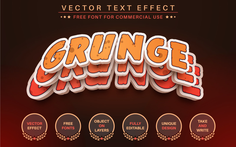 Grunge-sticker - bewerkbaar teksteffect, letterstijl, grafische illustratie