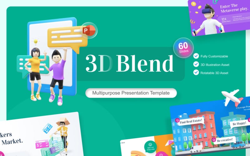 Modello di PowerPoint creativo per risorse Blend 3D