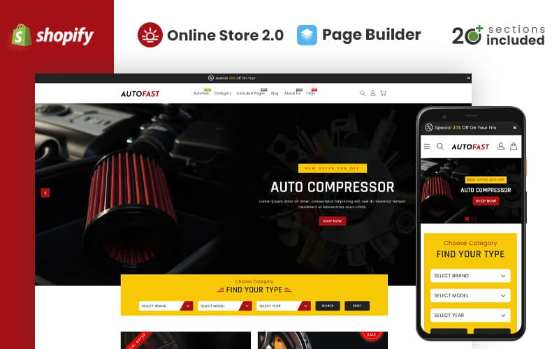 AutoFast Auto Parts Store Shopify 主题