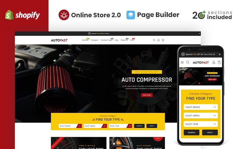 AutoFast Auto Parts Store Shopify 主题