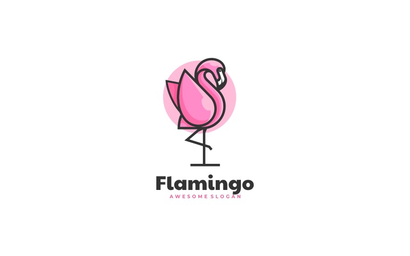 Estilo de logotipo de mascota simple de flamenco