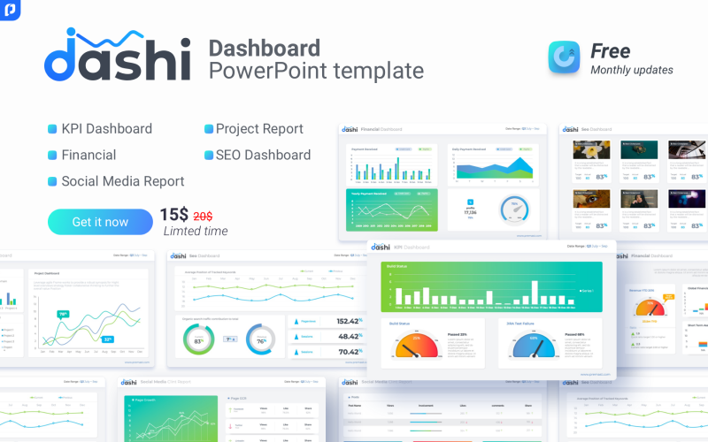 Даши панель инструментов PowerPoint шаблон