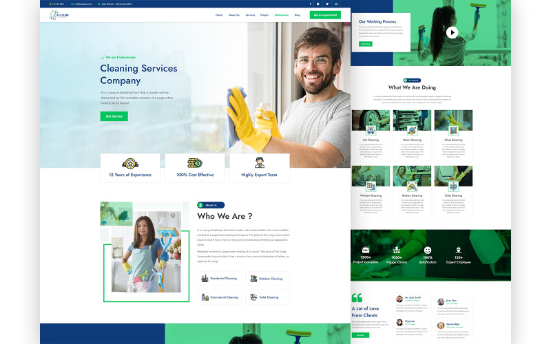 Washall - Modelo HTML5 de uma página de serviços de limpeza