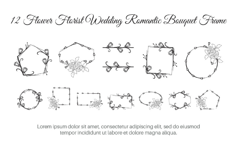 12 Blumen-Floristen-Hochzeits-romantischer Blumenstrauß-Rahmen