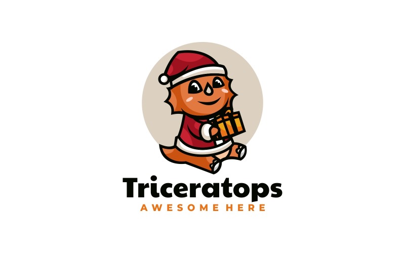 Triceratops tecknad logotyp mall