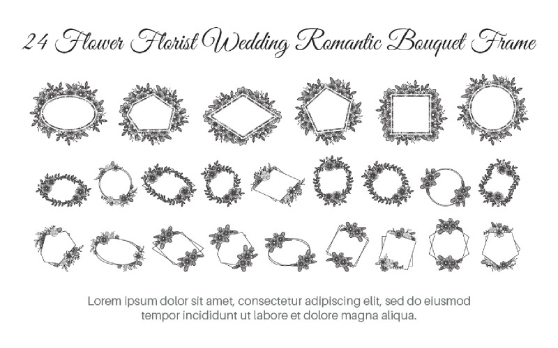 Cadre de bouquet romantique de mariage de fleuriste de 24 fleurs