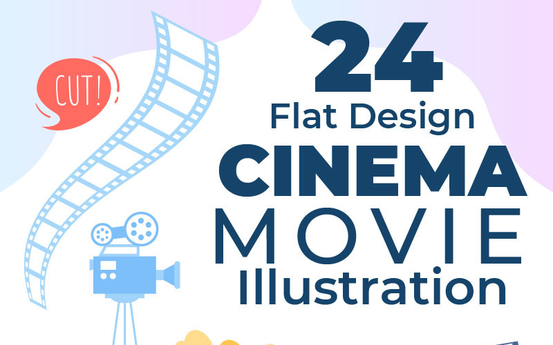 24 Kino Kino Plochý Design Ilustrace