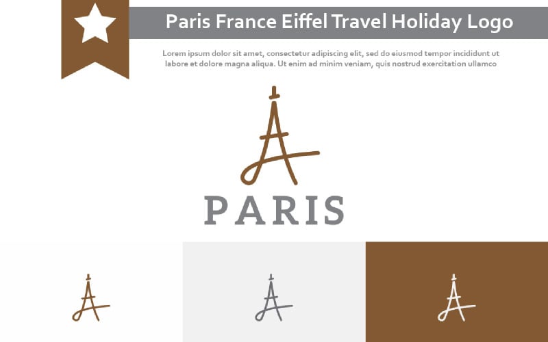 Logo astratto dell'agenzia di vacanze per le vacanze di viaggio Tour Eiffel di Parigi Francia